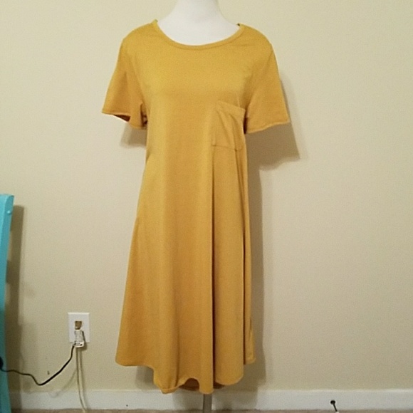 Lularoe Carly Mustard Yellow Dress Xl 